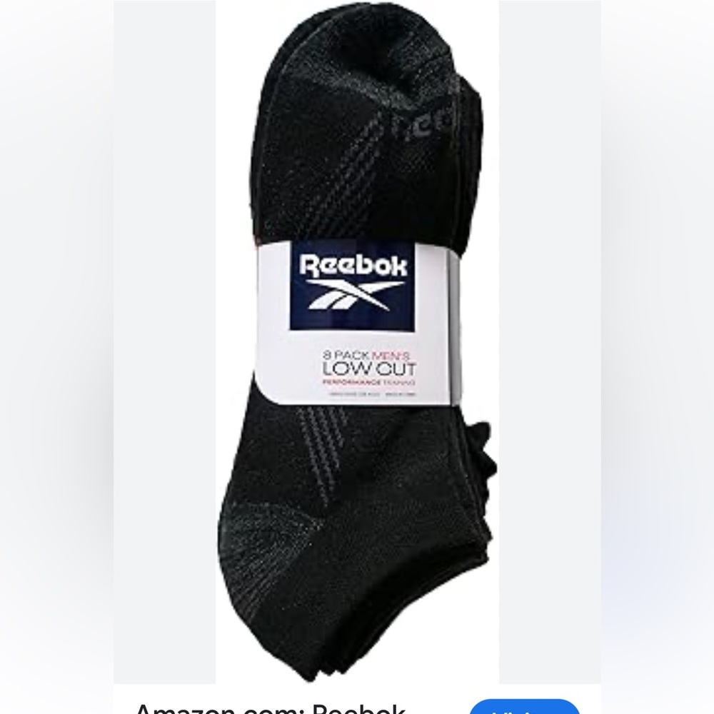 Men’s Reebok black ankle, biter, low socks socks 8 pairs new